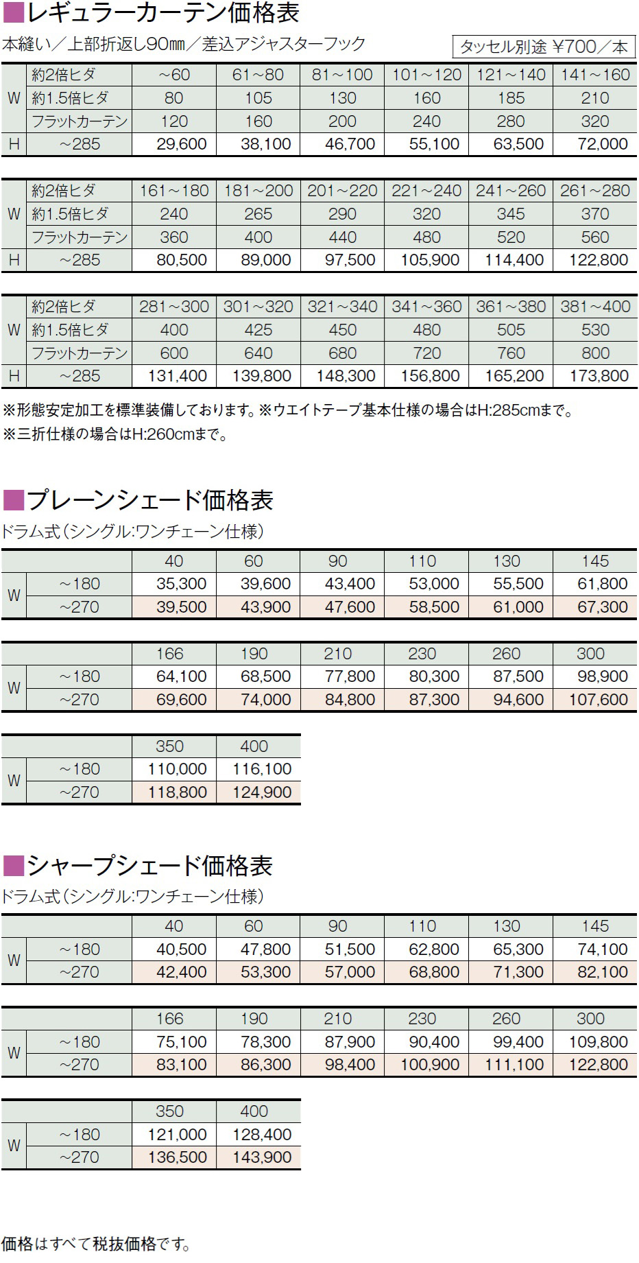 価格表