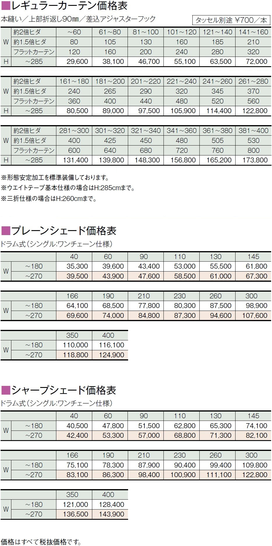 価格表